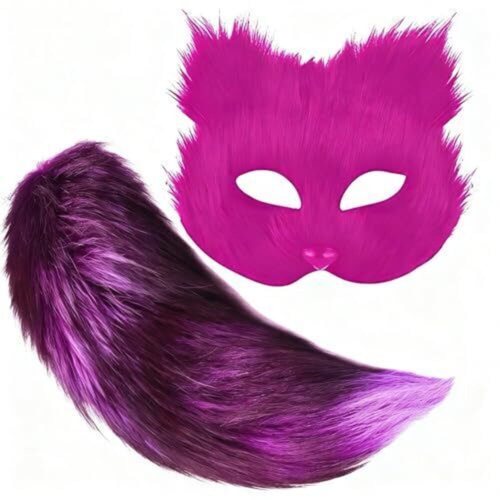 3321 Therian Mask and Tail Set for Girl Furry Cat Wolf Fox Mask and Tails